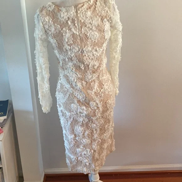 XSCAPE size 4 stunning lace dress tan lining - Picture 9 of 13